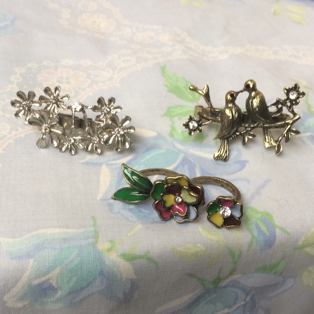 Set of 3 double finger rings